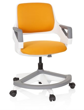 hjh OFFICE Kinder- & Jugendstuhl Kid Flex – Mitwachsender Drehstuhl mit Verstellbarer Rückenlehne, individuell anpassbar, 4–14 Jahre, Orange