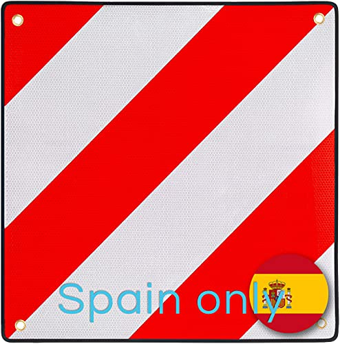 PLANGER® Warning Sign Spain (50 x 50 cm) Reflective Warning Sign Red White for Rear Carrier and Bicycle Carrier