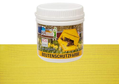 HAresil Beutenschutzfarbe Beutenschutz Bienen Beuten Lasur eco ungiftig Farbe sonnengelb Inhalt Gewicht 0,5 kg