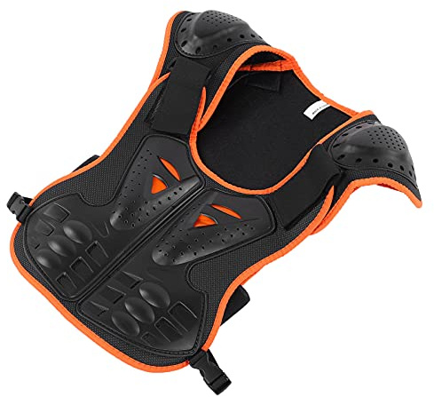 01 Kinder Reiten Brustschutz, Kinder Sport Protektor Weste Leicht für Kinder zum Schutz des Körpers(Orange Black, L)