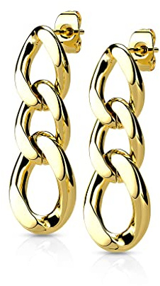 beyoutifulthings 1 Paar Damen Ohr-Stecker Ketten-Glieder Anhänger Ohr-ringe Ohr-hänger Ohringe Silber Gold Schwarz Roségold
