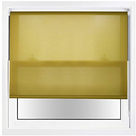 FURNISHEDPersianas enrollables con luz Natural y herrajes metálicos, recortables - Verde, 80W x 165H cm