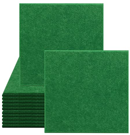 SK Studio Lot de 12 panneaux acoustiques 30 x 30 x 0.9cm, ignifuges Traitement Acoustique pour Studio, panneaux d'absorption acoustique haute densité Vert foncé