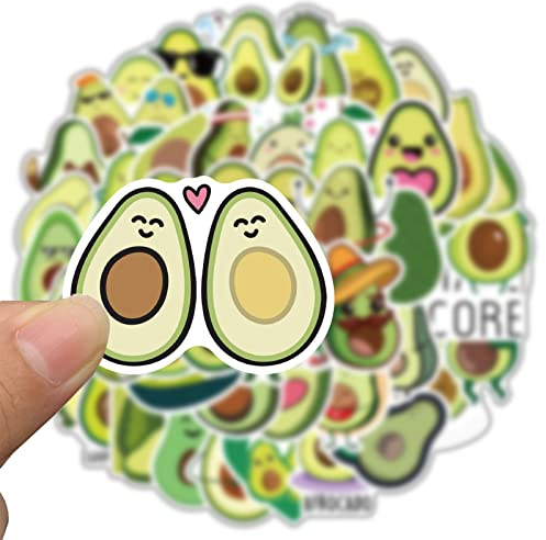 chamvis Cute Avocado Aufkleber für Laptop(50PCS),Geschenk für Kinder Teens Erwachsene Jungen,Kawaii Cartoon Sticker für Wasserflaschen,Vinyl Stickers für Fahrrad,Scrapbook,Skateboard,Auto Motorrad