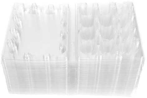 100 Pcs Clear Plastic Quail Egg Boxes Stackable Egg Holder Storage Box 12 Girds Quail Container Transparent Carton Carrier Box for Small s, Pheasant, Pigeon s