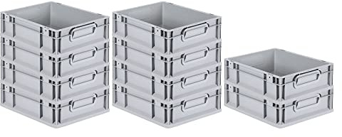 PROREGAL SuperSparSet 10x Eurobox NextGen Economy | Griffe geschlossen |HxBxT 12x30x40cm | 11 Liter | Eurobehälter, Transportbox, Transportbehälter, Stapelbehälter