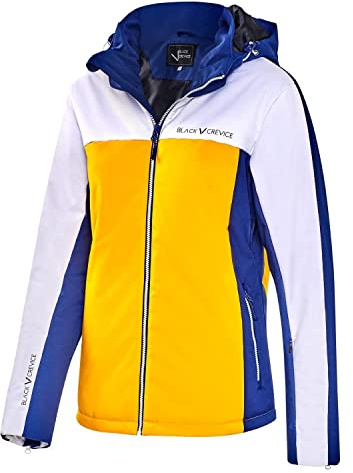 Black Crevice Damen Skijacke I Hochwertige Winterjacke Damen aus 100% Polyester I Modische Damen Skijacke I Wind- & Wasserabweisende Outdoorjacke Damen I Atmungsaktive Ski-Jacke