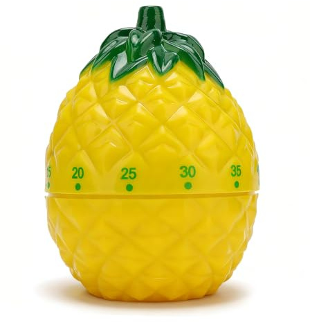 Kitchen Timers for Cooking, 60 Minute Manual Rotating Countdown Timer | Cute Pineapple Shaped, Plastic Cooking Timer, No Battery Need, Egg Timer, Mechanical Timer for Kitchen Baking Study Exercise