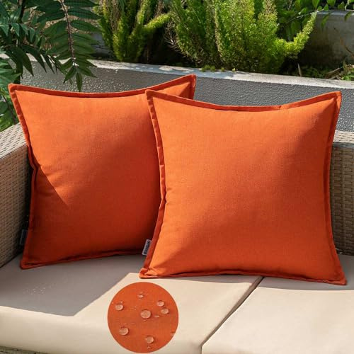 EMEMA Outdoor Kissen 40x40 Wetterfest Kissenbezug Orange 2er Set