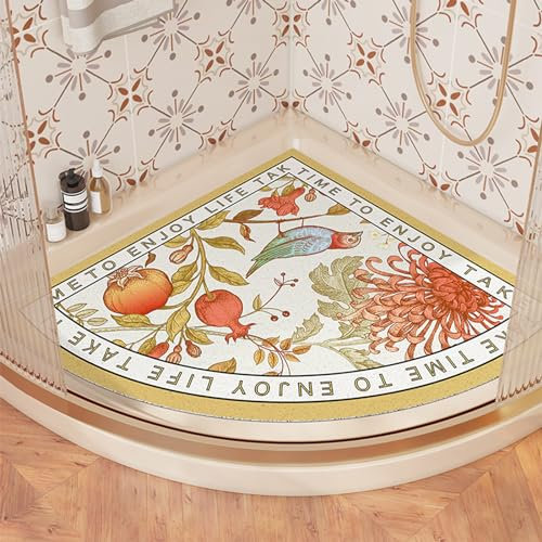 Quadrant Luffa Duschmatte,Dreieckige Luffa Badematte,FäCherföRmig Duschmatte,Mit Anti Rutsch Unterseite,Massage,Weicher Textur,Viertelkreis,Komfort,FüR Dusche Dreieckige Badezimmer,Badewanne