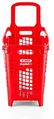 BALSAT Cesta de la Compra Carrito de la Compra para Tiendas y supermercados Varios Modelos Gran Capacidad 90 litros. Tamaño: 58x43x94 cm. (Rojo)