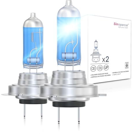 Sinoparcel H7 Headlight Bulb, 5000K H7 477 Car Headlight Bulb, 12V 55W for Low or High Beam or Fog light, Daylight White Halogen Replacement, IP67, Pack of 2