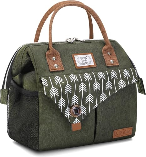 Lekesky Borsa Termica Porta Pranzo Donna 11L, Borse Termiche Morbida Isolata, Borsa Pranzo Multifunzionale Portatile, Impermeabile Borsa Frigo Pranzo per Ufficio Viaggio Picnic Lavoro Studenti, Verde