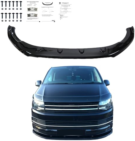 Frontlippe Frontspoiler kompatibel mit VW VOLKSWAGEN Transporter T6 2015 bis 2019 mit ABE TÜV Schwarz Glänzend