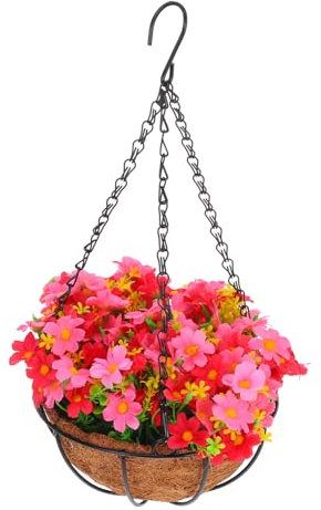 YARNOW Künstliche Hängeblumen Aus Eisenkorb Für Draußen Lebensechte Blüten Ornament Topfpflanzen Garten Veranda Dekoration