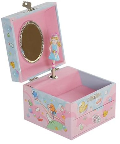 Jewellery Storage Box - Musical Jewellery Box for Girls | Children's Jewellery Box, Music Storage Box with Mirror and Drawer, Music Storage Box, Wooden Ballerina Music Box for