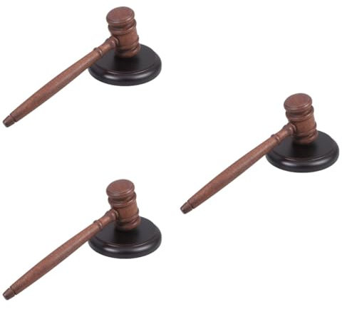 VILLCASE 3 Juegos juez martillo apoyo de de juez arrancador reseñas martillo de apoyo Martillo de subasta vintage Martillo de madera de subasta de madera abogado juez Brown