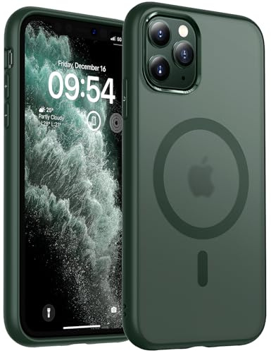 TOCOL Magnetic for iPhone 11 Pro Max Case 6.5-Inch, Fit for MagSafe, [14FT Military Grade Drop Tested], Shockproof Slim Anti-Fingerprint Translucent Matte Back Protective Phone Cover (Alpine Green)