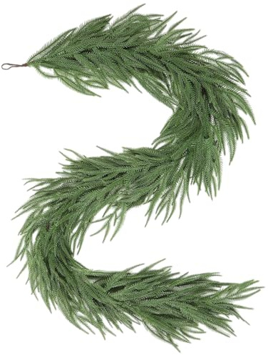 Weihnachten Norfolk Kiefer Girlande,1.8M Tannengirlande Künstlich,Naturgetreue Tannengirlande,Norfolk Pine Girlande,Weihnachtsgirlande,Weihnachtsdeko für drinnen und draußen,Tür,Kamin,Wand,treppen