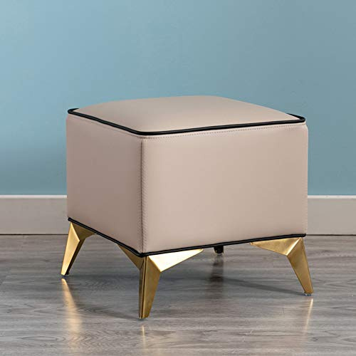 Elegante sgabello rettangolare nero, gambe in metallo, poggiapiedi imbottito, sedia pieghevole in ecopelle per camera da letto, ufficio e vanità, compatto, 40 x 40 x 40 cm, elegante design grigio