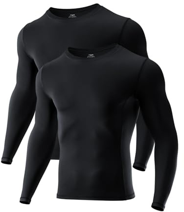 Niksa Kompressionströja Herr Långärm, Sporttröja Män Andningsbar & Svettledande, Funktionströja för Fitness, Löpning, Gym, Träning (1-pack/2-pack), S