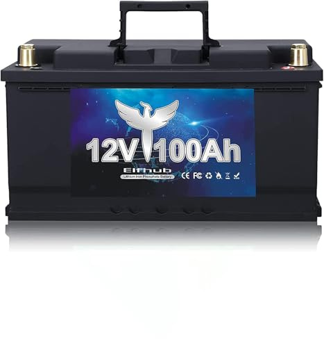 Elfhub 12V 100Ah LiFePO4 PLUS Lithiumbatterie mit USB Anschluss, Deep Cycle Batterie mit Verbessertem 100A BMS, Max. 1280W Energie, bis zu 15000 Zyklen für Wohnmobil, Solar, Trolling-Motor und Camping