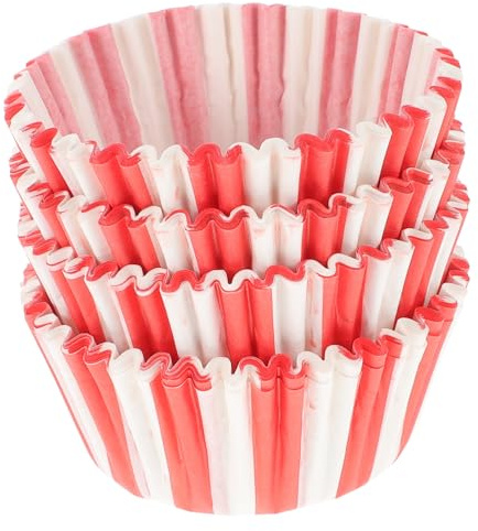 CLISPEED 100 pièces Caissettes à Cupcakes Papier Rouge et Blanc Moules à Muffins Huile Moyens pour Pâtisserie Caissettes de Cuisson Compatibles Four pour et Anniversaires