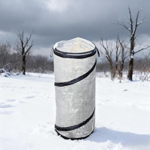2 Stück Pop-Up-Mini-Gewächshaus, rundes Winter-Gartenpflanzen-Frostschutzzelt mit Reißverschluss, tragbare Gewächshausabdeckung für Kälte- und Frostschutz