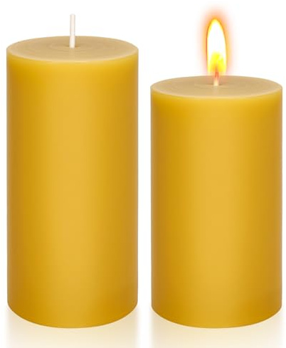 XTDMJ 2 velas de cera de abeja, cada una de 40 horas de combustión, velas de cera de abeja natural pura para decoración del hogar, 5 x 10 cm