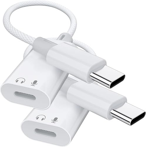 2 Pack USB C to Lightning Audio Adapter, USB Type C Male to Female Lightning Headphone Audio Adapter Compatible with iPhone 17/17 Pro/16/16 Pro Max, iPad Pro, iPad Air 6/5, Galaxy S25/S24 (No Charge)