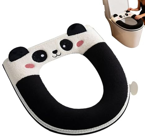Rivestimento per sedile WC, cartone animato, panda per il periodo invernale, copertura ergonomica per wc, adatto per bagno, casa, hotel, casa, doccia, appartamento, camera dei bambini