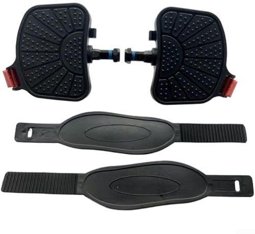 Floweringbeter Stationary Bike Pedals with Toe Clips Designed for Exercise Bikes M14/1/2 Inch Thread Compatibility Iron and Rubber Combination for Secure Foot Placement (14mm)