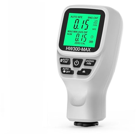 Schichtdickenmessgerät, 0-2000UM Dicke Gauge Hohe Präzise LCD Digital Automobil Film Dicke Meter Autolack Beschichtung Dicke Tester(White)