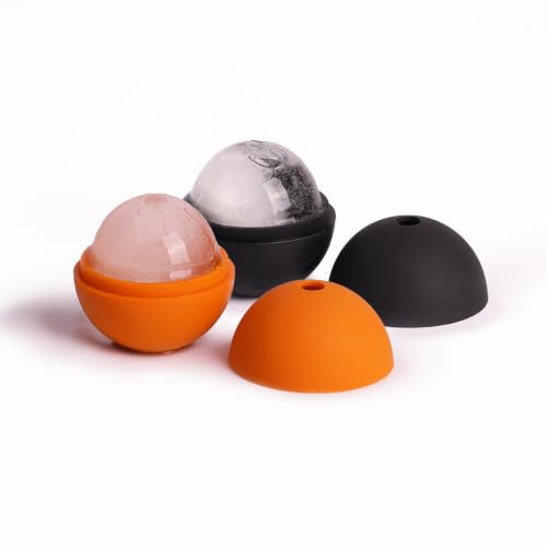 Oak & Ember Ice Sphere Moulds (4 Pack) – Large Ice Ball Makers for Whisky, Bourbon, Scotch & Cocktails – Individual Silicone Ice Sphere Moulds, Slow Melting Ice Balls, Home Bar Accessories & Gifts