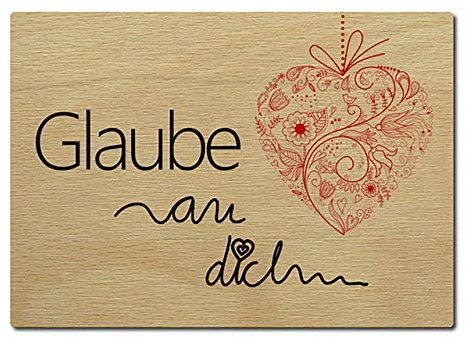 Interluxe Postkarte aus Holz Glaube an dich Karte Motivation Gruß Geschenk