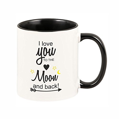 4youDesign Tasse I Love You to The Moon and Back! (Schwarze Tasse) Kaffeebecher Geschirr Geschenkidee Geschenk Geburtstagsgeschenk ausgefallen originell Valentinstagsgeschenk Valentinstag