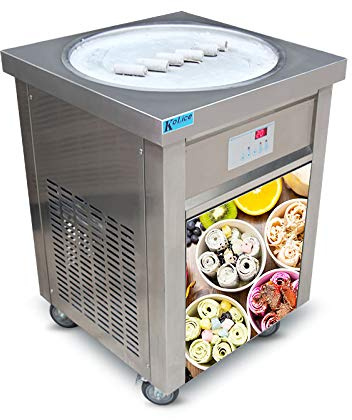 Kolice commercial ETL US Franchise 22 Single Round Pan Fry Ice Cream Machine, Stir-Fried Ice Cream Rolled Machine-Auto Defrost, Smart AI Temperature Control