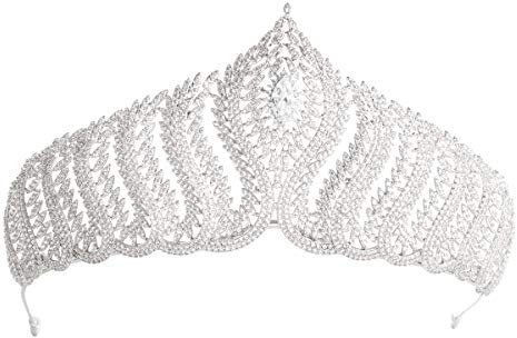 Große Tiara mit kubischen Zirkonia-Kristallen, für Hochzeit, Brautschmuck, Haarschmuck, Schmuck CH10132