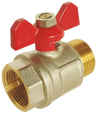 SOMATHERM for You, 20/27 Male/Female Ball Valve with Butterfly Lever, Full Passage, Reinforced Sealing, Optimal Flow, Brass Body, Pressure 30 bar, 5 Year Warranty