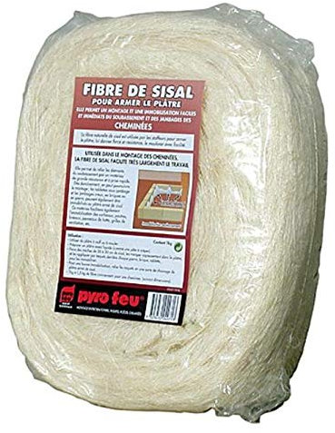 Pyrofeu 24971-6 – Fibra de sisal (paquete de 1 kg, color blanco) para montaje de chimeneas, refuerzo al yeso o escayola y limpieza de restos de mortero y cemento | Altamente resistente, 100% natural