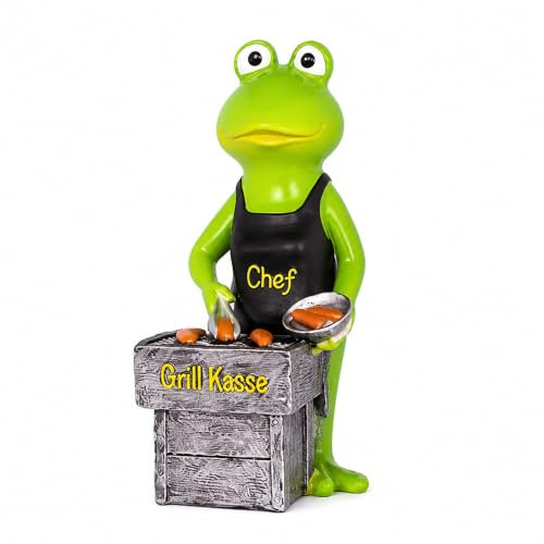 Topshop24you Spardose Frosch Grillkasse Figur aus Harz, grün