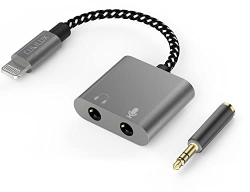 Cubilux Lightning auf 3,5 mm TRS TRRS Kopfhörer und Mikrofon Splitter | Lightning Mikrofon Adapter mit 3,5 mm TRS/TRRS und Kopfhörer Monitoring, passend für iPhone und iPad bis iPhone 14