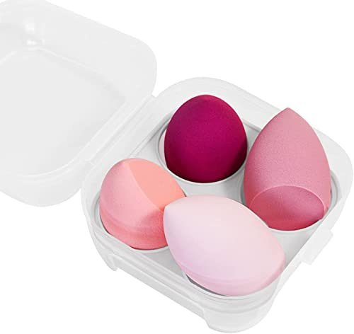 Makeup-svamp, 4 stycken makeup-svampar, skönhetsblandare, makeupblandare, makeup blandare för concealer Liquid Foundation Rouge och löst pulver används, rosa