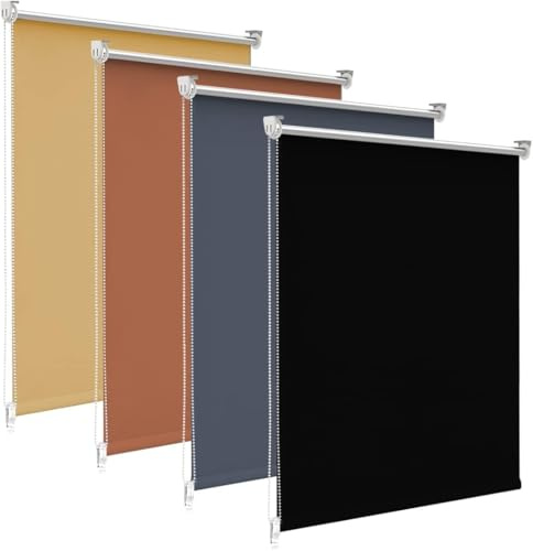 bobodeco Verdunklungsrollo ohne Bohren & mit Bohren, Verdunkelungsrollo Klemmfix, Schwarz B90x H130cm (Stoffbreite 90cm), Thermorollo Sichtschutz und Sonnenchutz, Rollos für Fenster & Tür