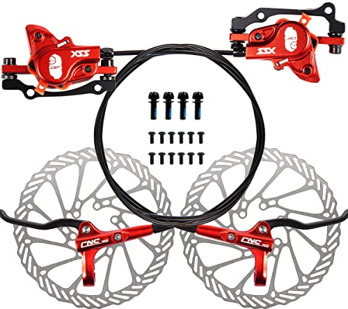 Chooee Hydraulische Bremsen MTB für Fahrrad, Vorne und Hinten Mountainbike Scheibenbremsen Set Fahrradbremsen,Rot