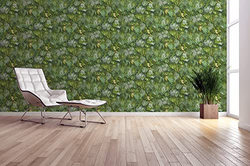A.S. Création Selbstklebende Dschungeltapete Grün The Wallcover 385831 Deko-Möbelfolie Palmen 8,40x0,53m Made in Germany