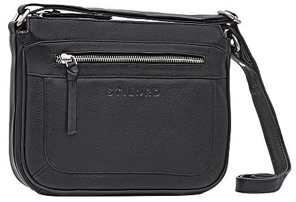 STILORD Ylva Kleine Echtleder Handtasche Damen Vintage Umhängetasche Frauen Klassische Abendtasche Klein Freizeittasche Partytasche zum Ausgehen Farbe:schwarz