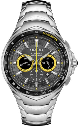SEIKO Coutura SS Quarz-Chronograph, graues Zifferblatt mit Armband