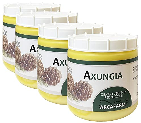 4 Pezzi Grasso per Zoccoli Cavalli 1 lt, Neutro, unguento per crescita riparazione protezione e cura dello zoccolo dei cavalli, stalloni, puledri, fattrici, pony, shetland, asini, 100% Made in Italy