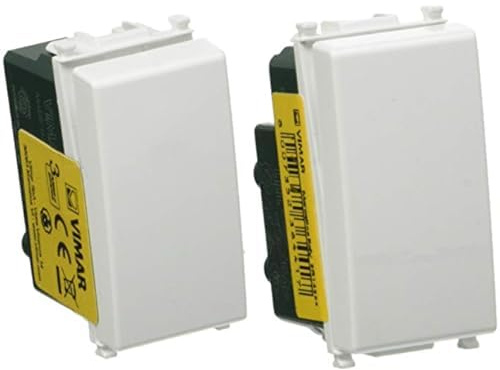 VIMAR 0R14008 Plana Pulsante 1P No 10 A 250 V, illuminabile (unità di Segnalazione Non fornita), Tasto sostituibile, 1 Pezzo, Bianco & 0R14004 Plana Deviatore Elettrico illuminabile